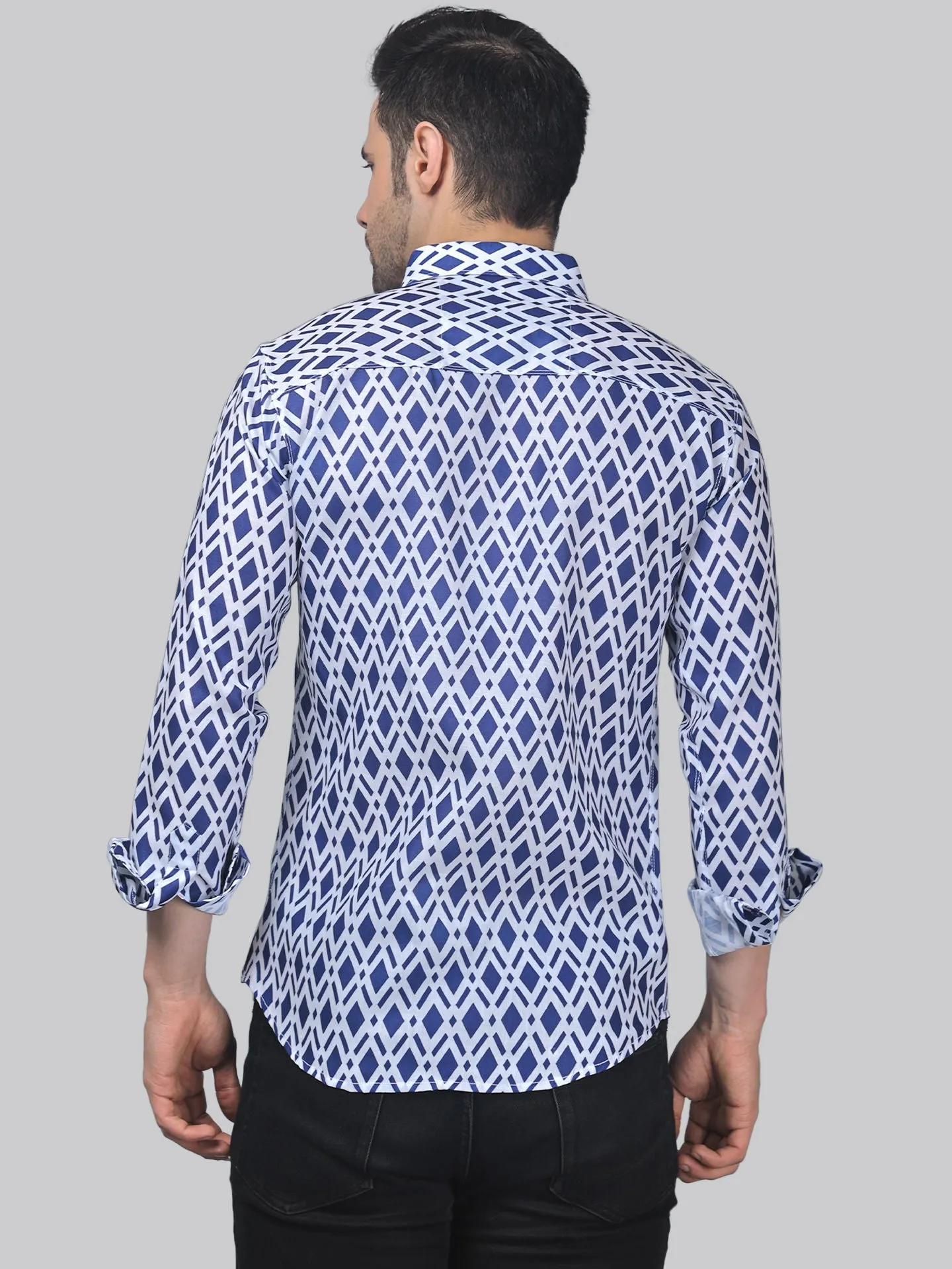 Pre-Raphaelite Men's Printed Full Sleeve Cotton Button-Up Shirt For Men