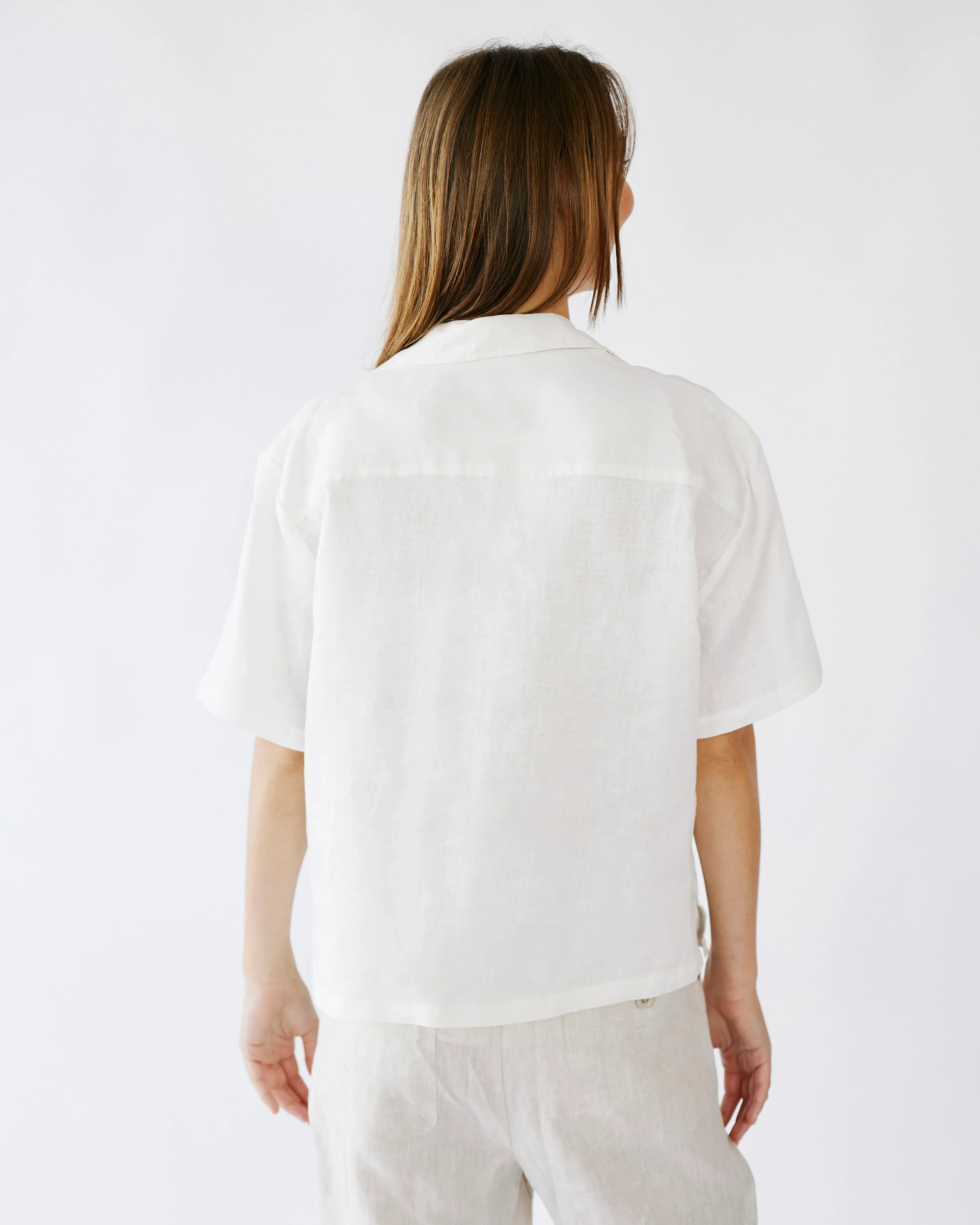 Revere Collar Linen Shirt in Milk