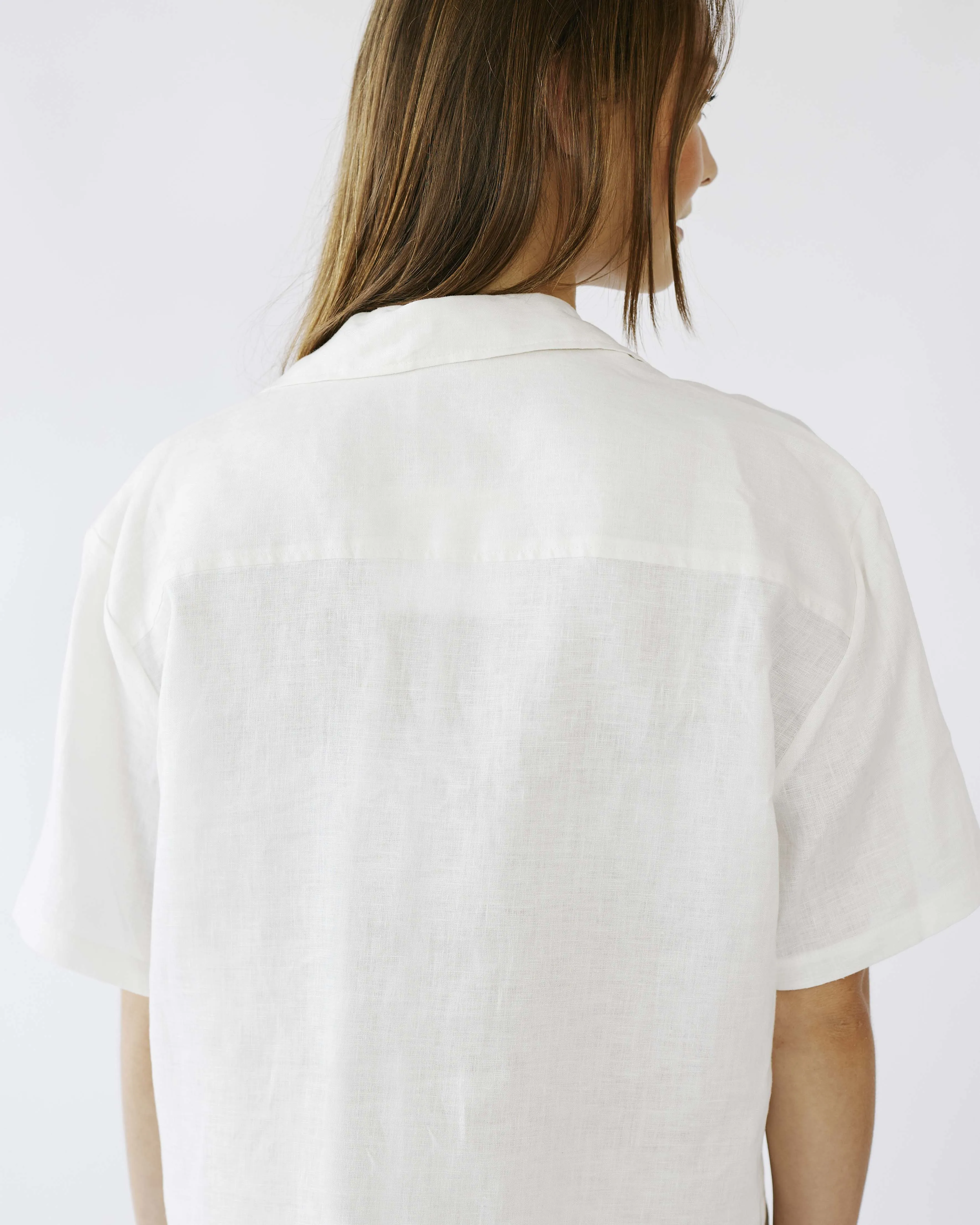 Revere Collar Linen Shirt in Milk