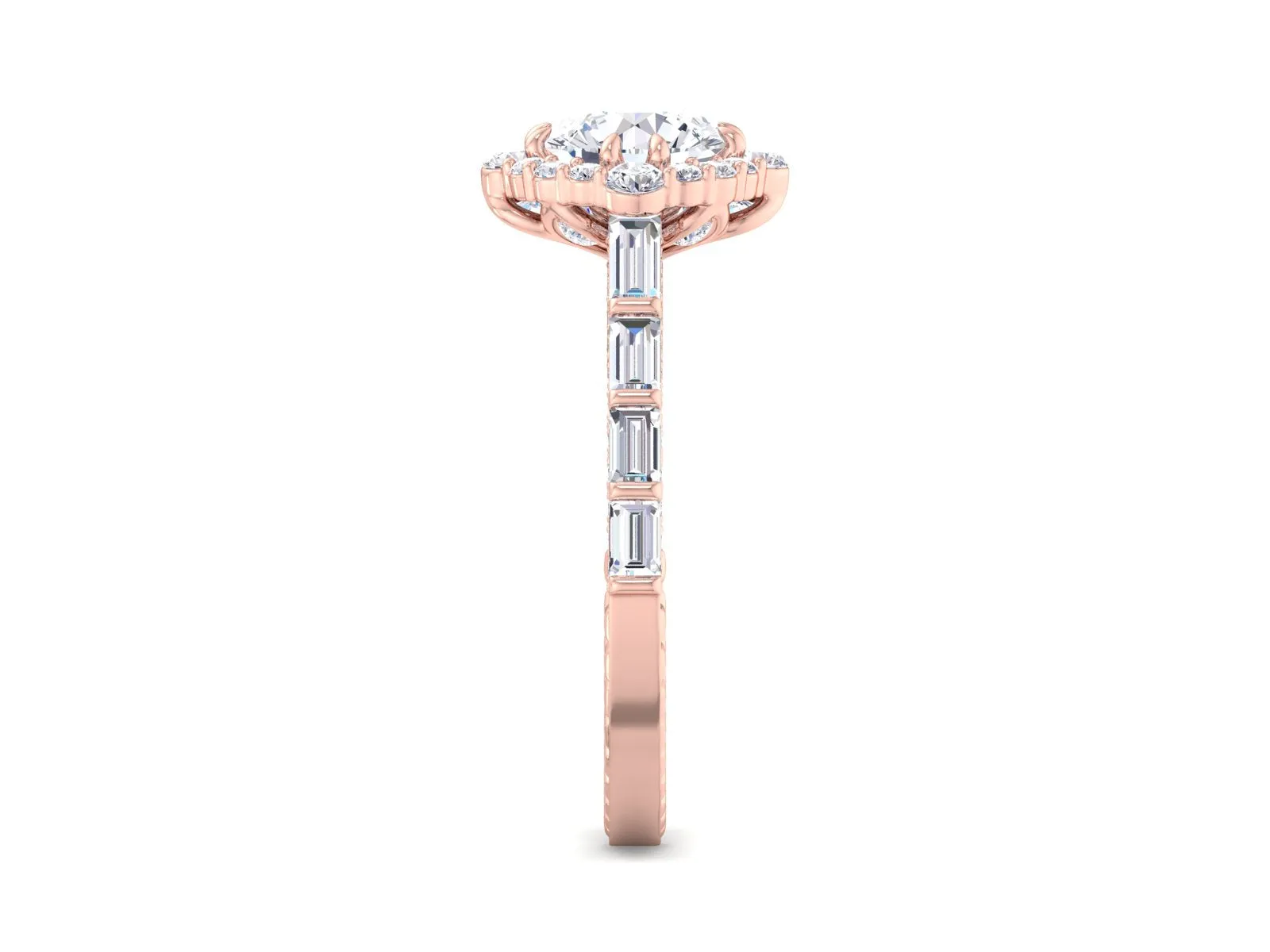 Rose Gold 6.5 MM Round Cut Moissanite Engagement Diamond Ring, Anniversary Ring