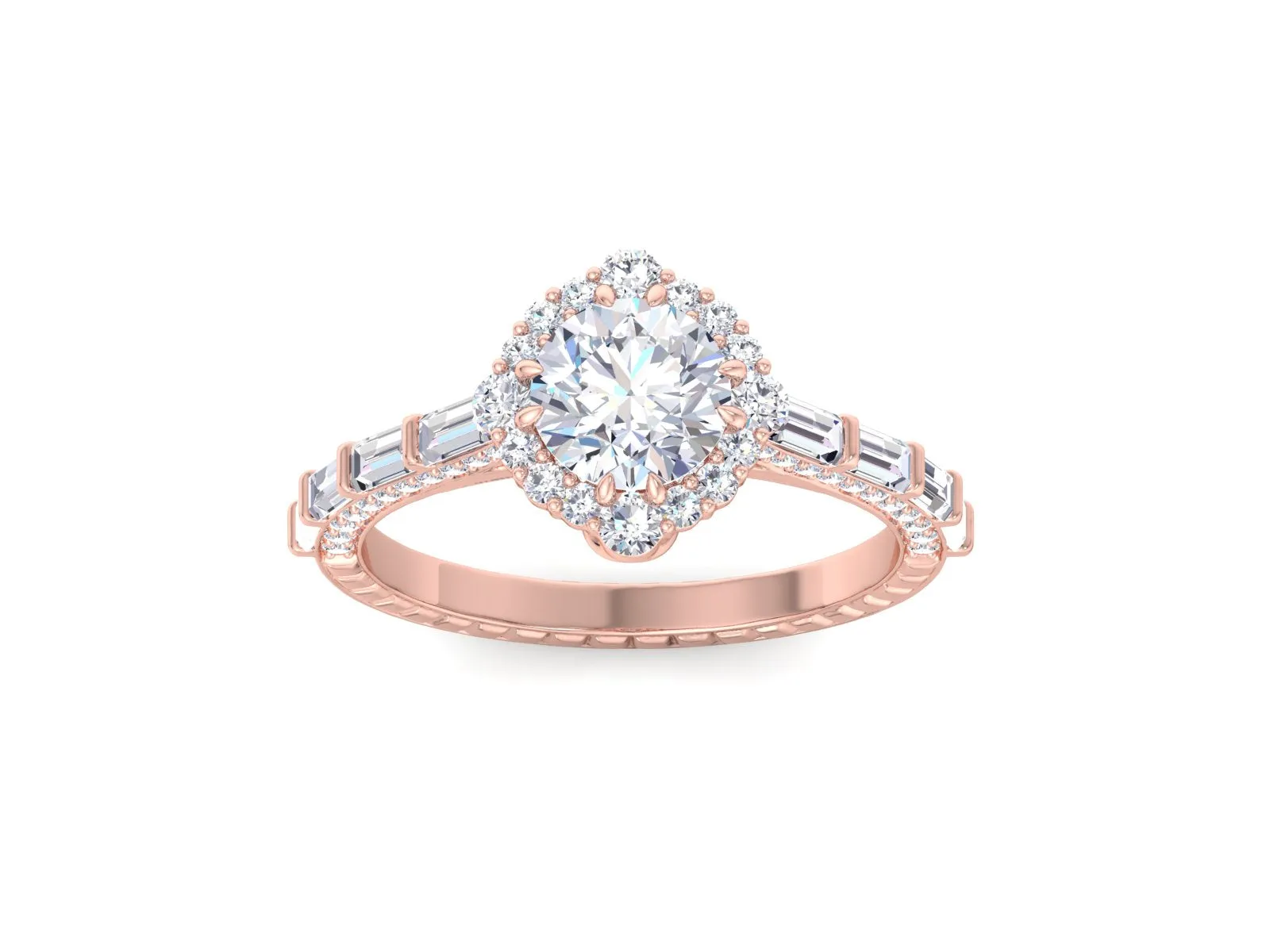 Rose Gold 6.5 MM Round Cut Moissanite Engagement Diamond Ring, Anniversary Ring