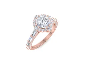 Rose Gold 6.5 MM Round Cut Moissanite Engagement Diamond Ring, Anniversary Ring