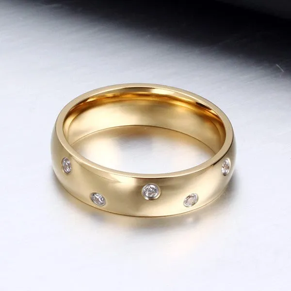 Round Cut Gold Titanium Wedding Band For Men