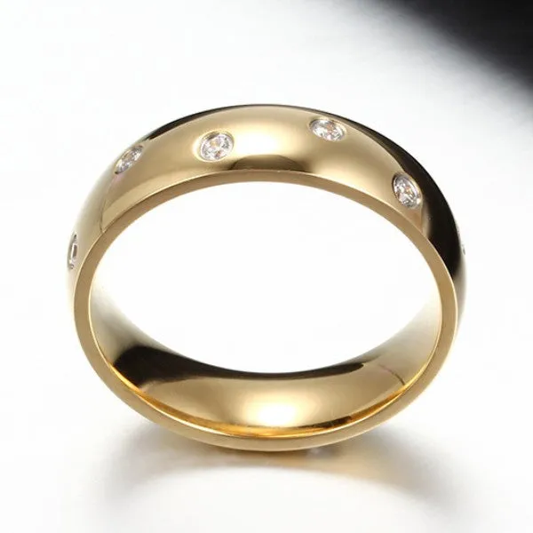 Round Cut Gold Titanium Wedding Band For Men