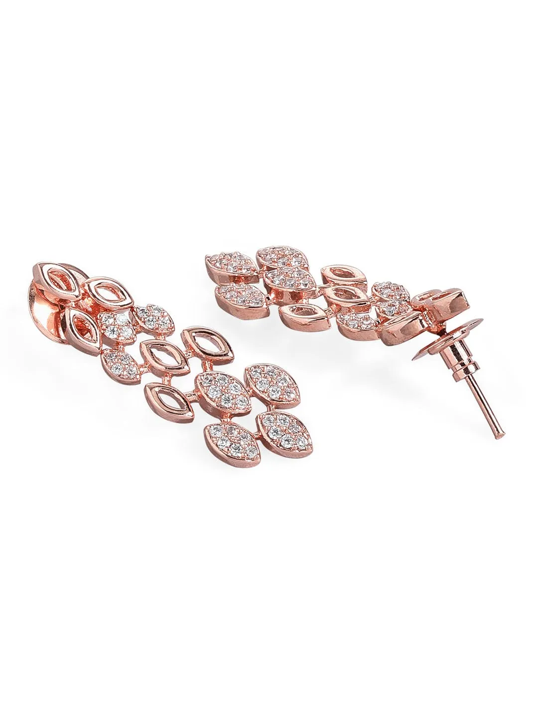 Rubans Rose Gold Plated Zirconia Stone Studded Handcrafted Necklace Set.