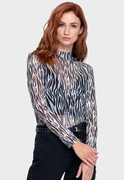 Sheer Blouse - Zebra - Animal Print - by ONA SAEZ