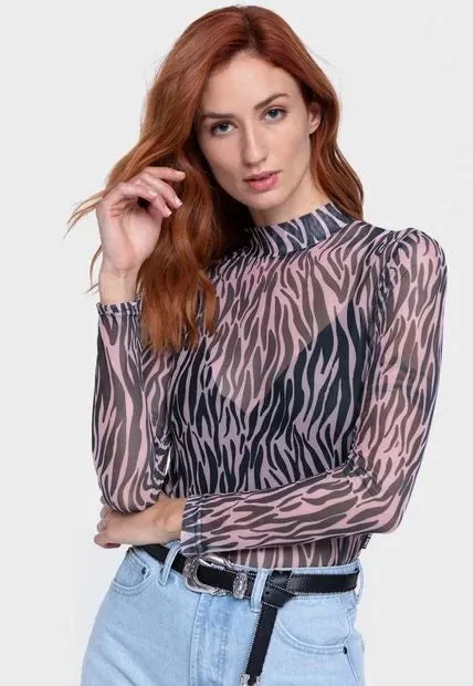 Sheer Blouse - Zebra - Animal Print - by ONA SAEZ