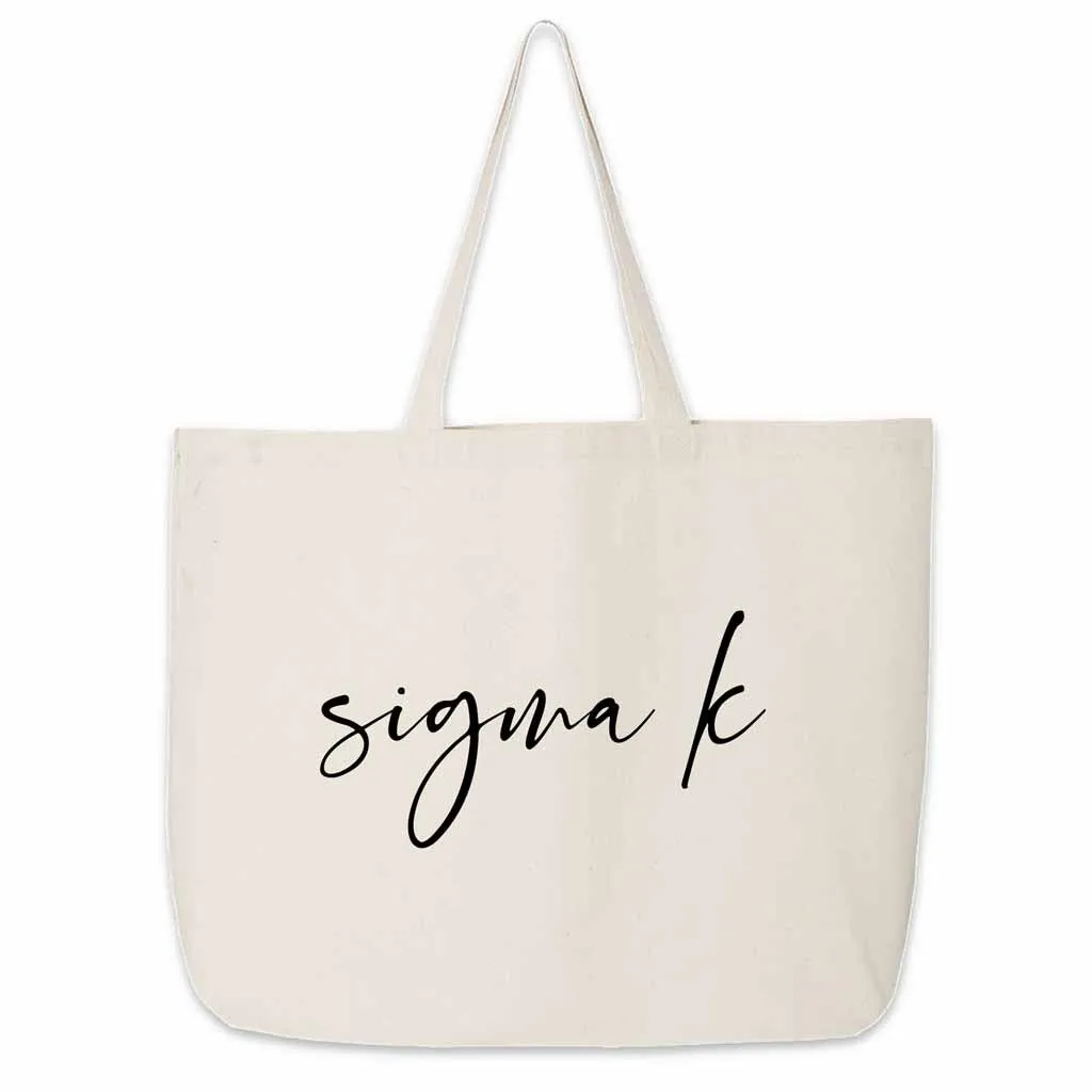 Sigma Kappa Script Writing Nickname Canvas Tote Bag