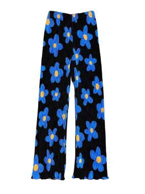 Size 6 - Arthur Apparel Black and Blue Floral Crimped Pants