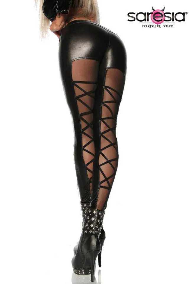 SS-Mesh Panel Legging with Strapping Detail