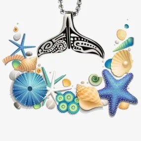 Stainless Steel Tribal Whale Tail Necklace