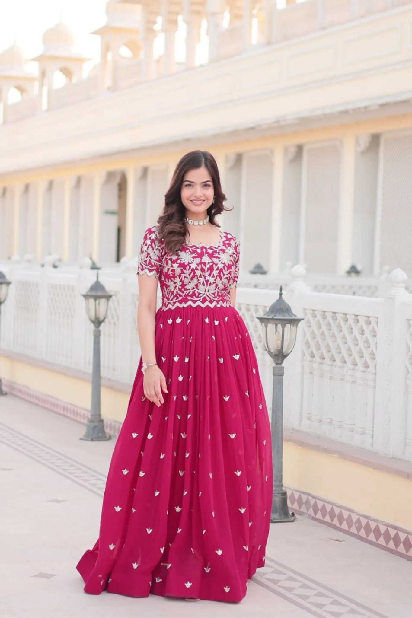 Stunning Embroidered Gown With Sequins Work