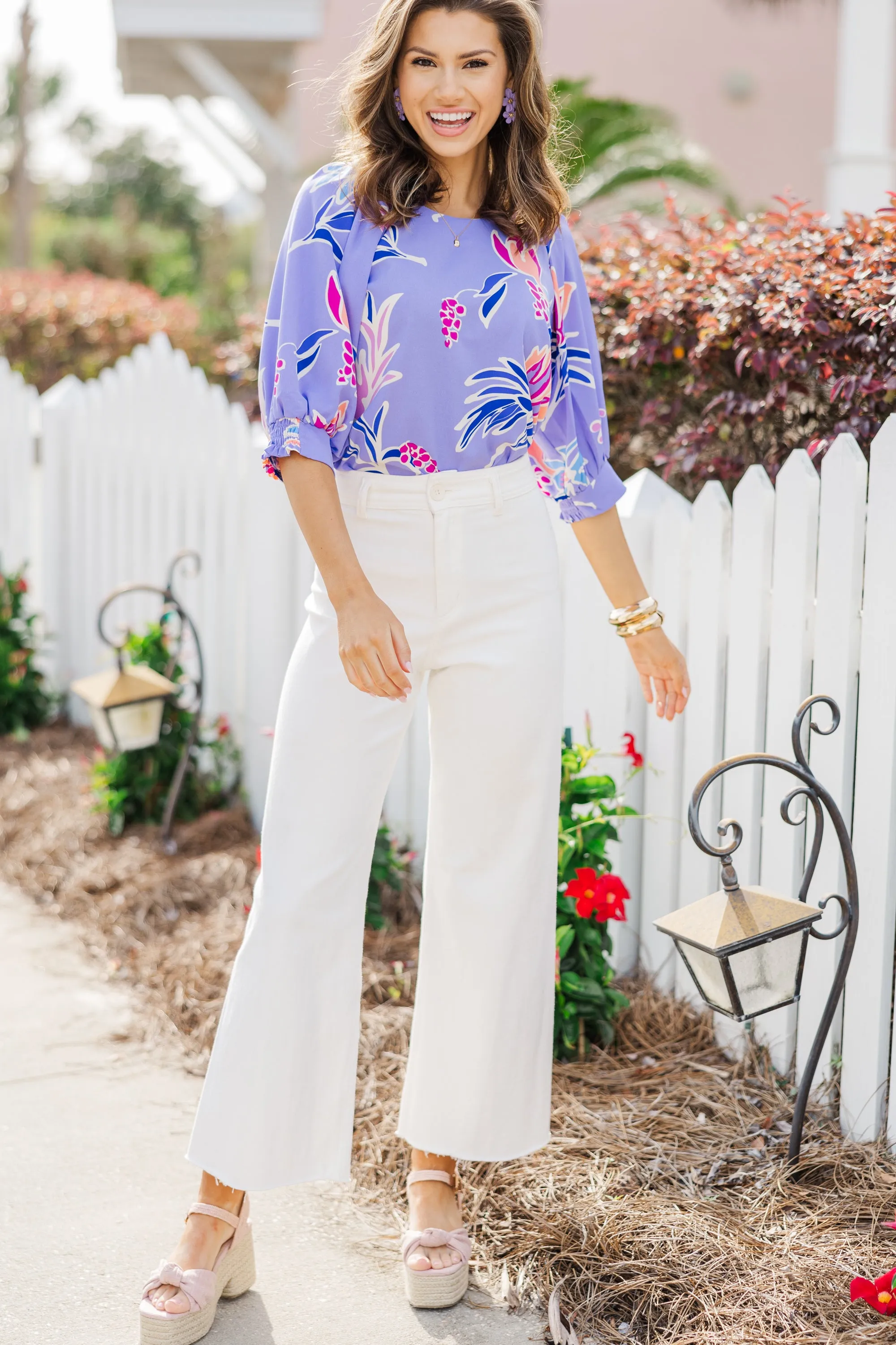 Take You Away Lavender Purple Floral Blouse