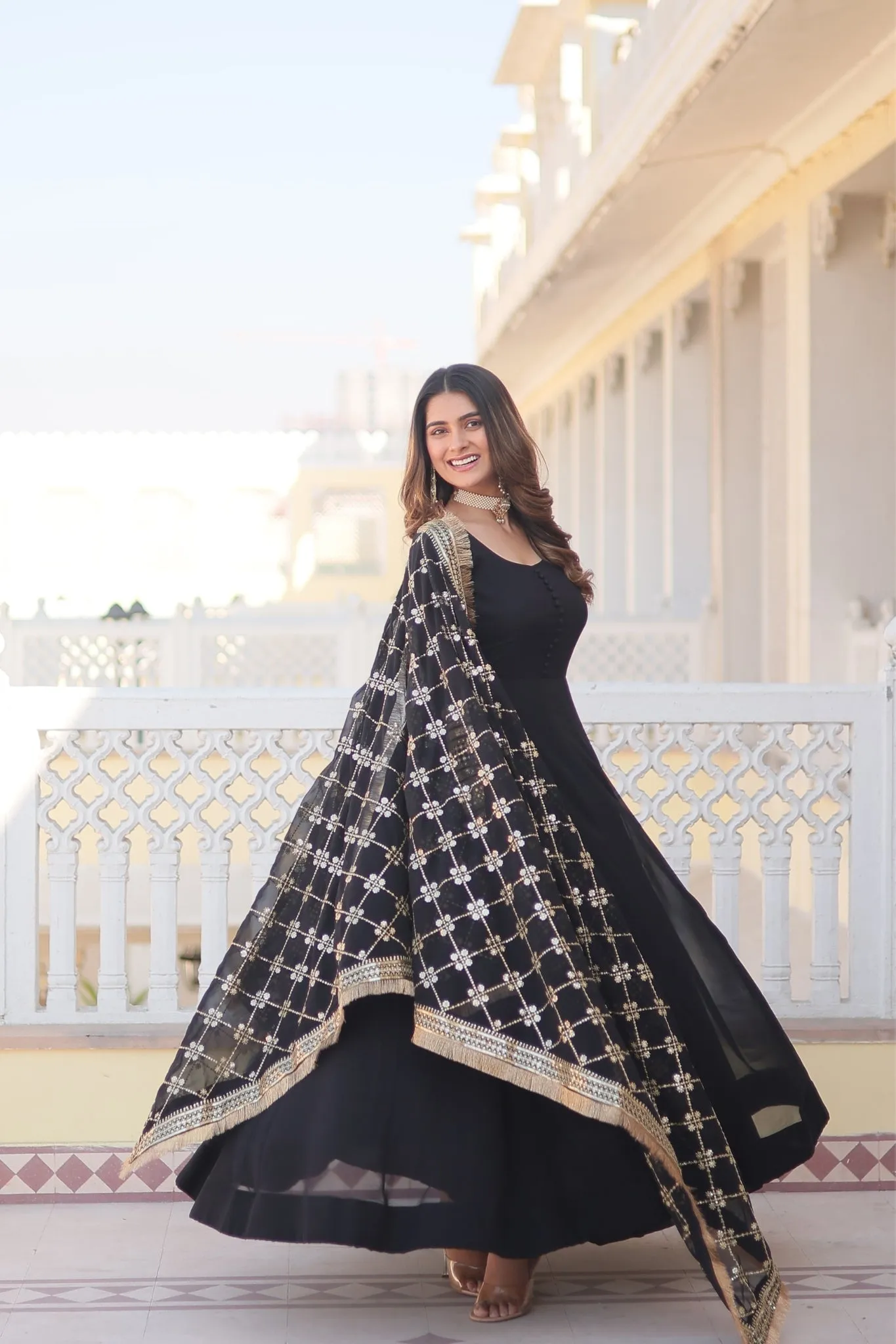 The Perfect Attractive Gown with Dupatta Set