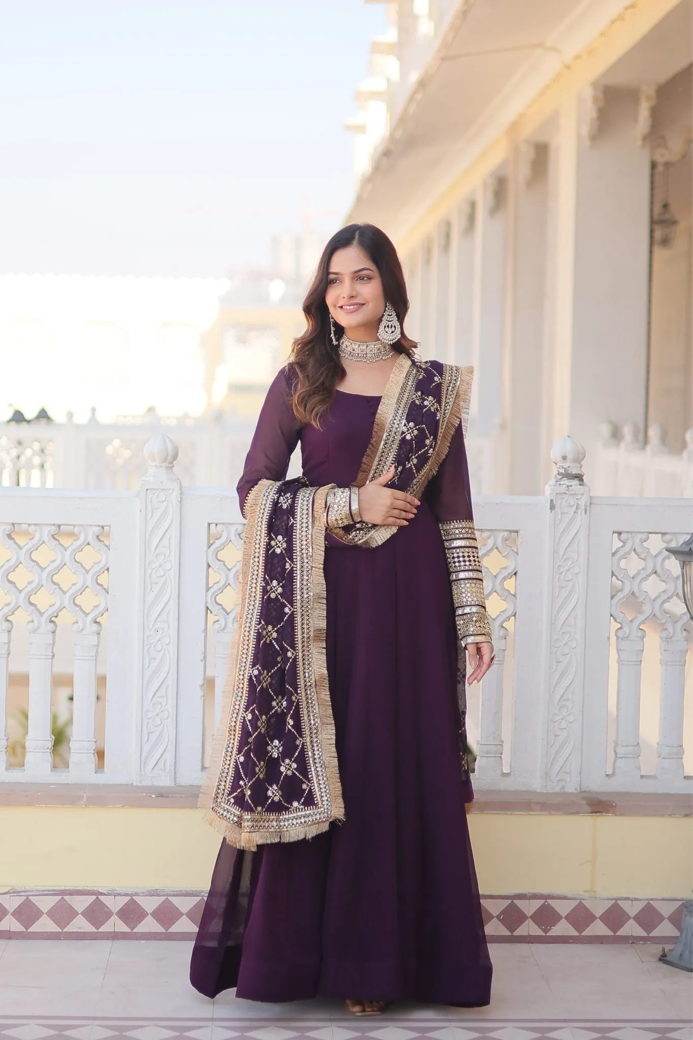 The Perfect Attractive Gown with Dupatta Set