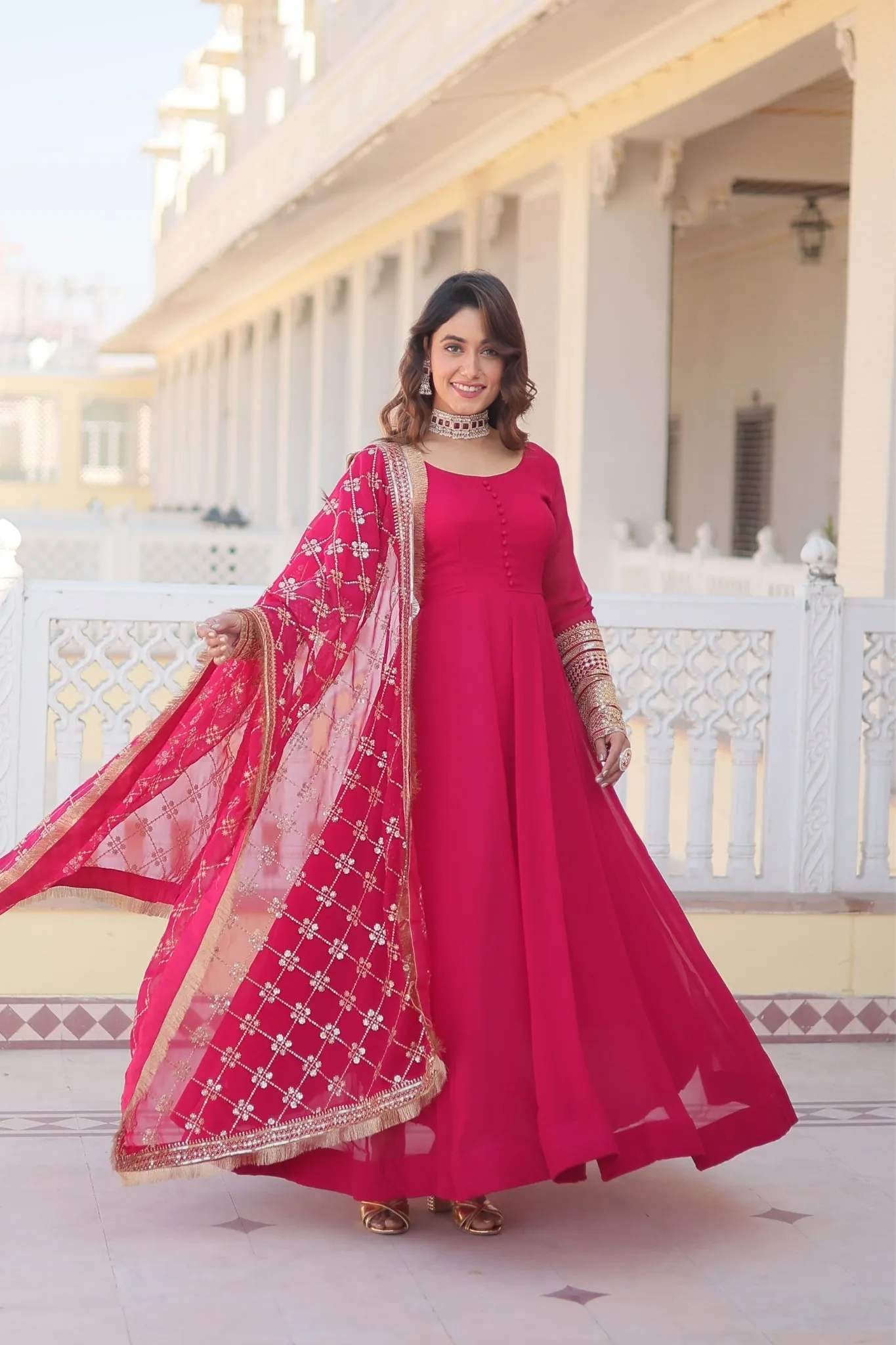 The Perfect Attractive Gown with Dupatta Set