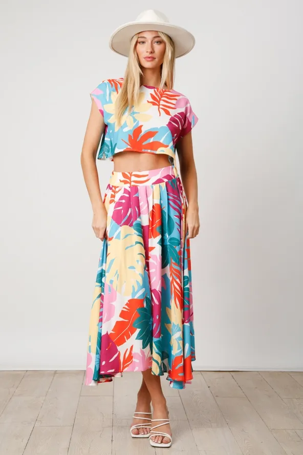 Tropical Print Skirt Set