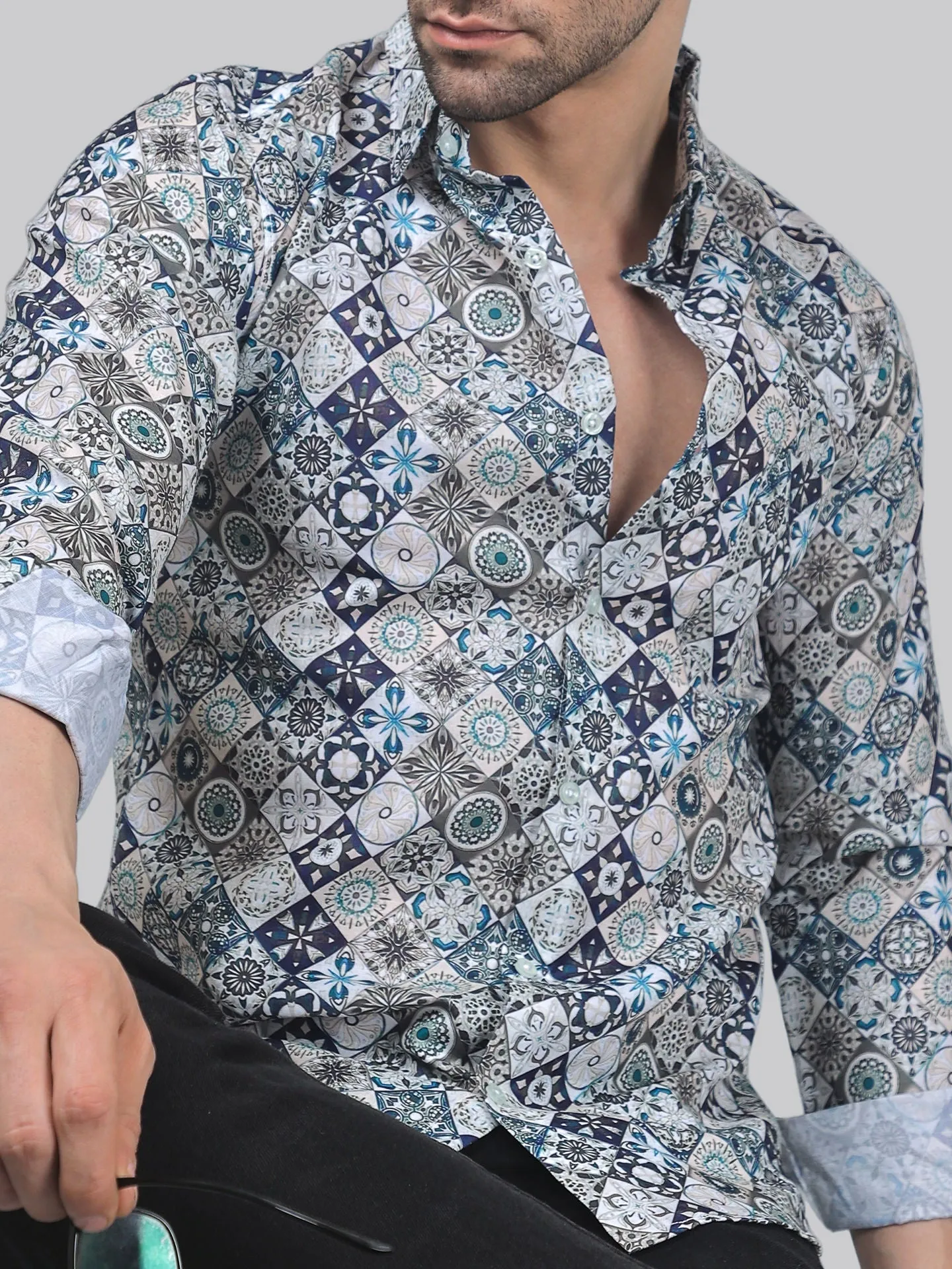 TryBuy Men's Printed Full Sleeve Button-Up Shirt For Men Add Some Pop to Your Outfit!