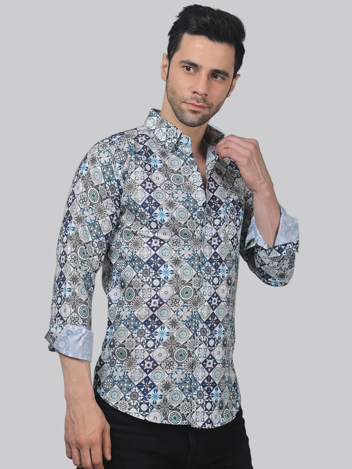 TryBuy Men's Printed Full Sleeve Button-Up Shirt For Men Add Some Pop to Your Outfit!