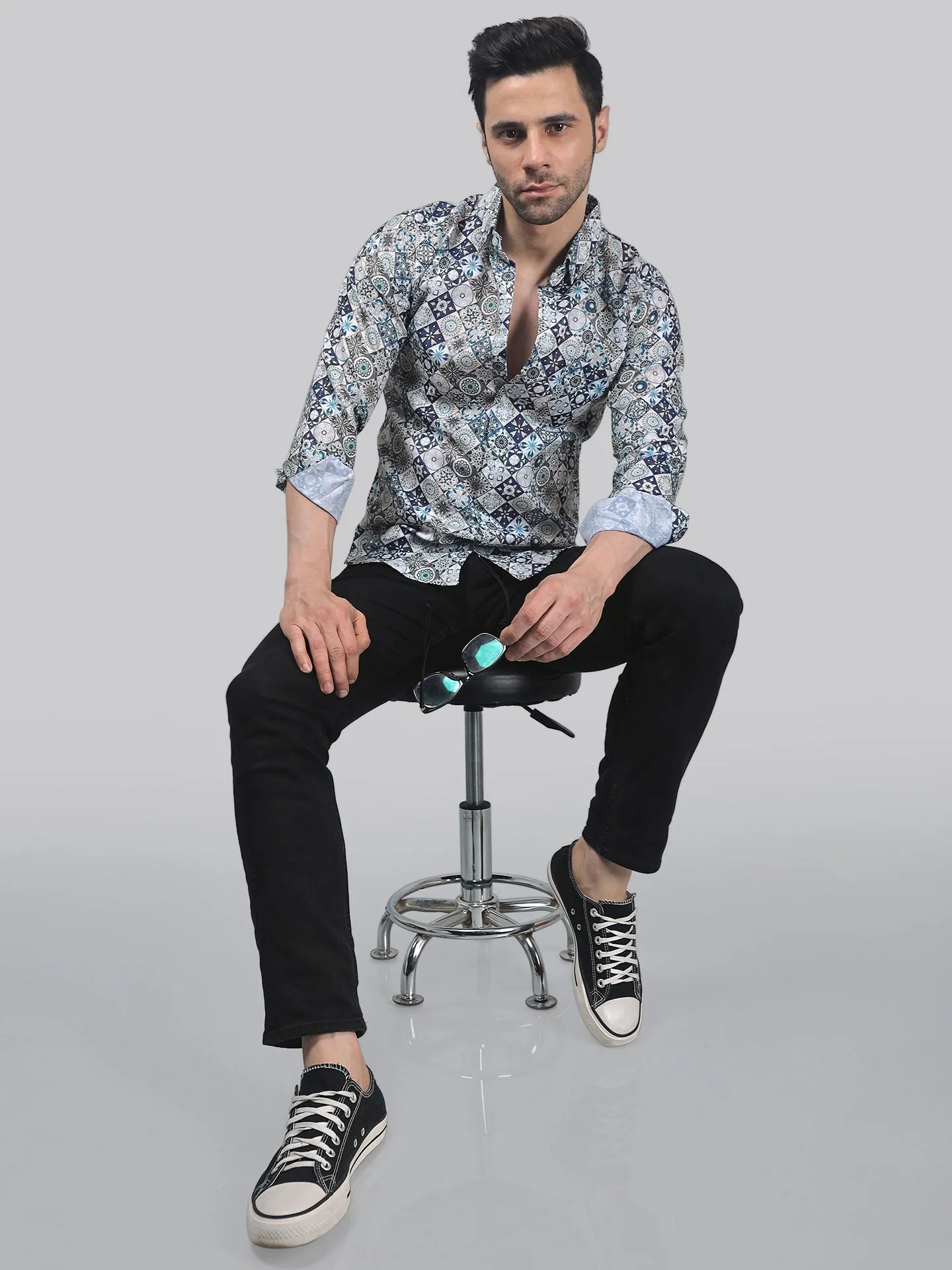 TryBuy Men's Printed Full Sleeve Button-Up Shirt For Men Add Some Pop to Your Outfit!