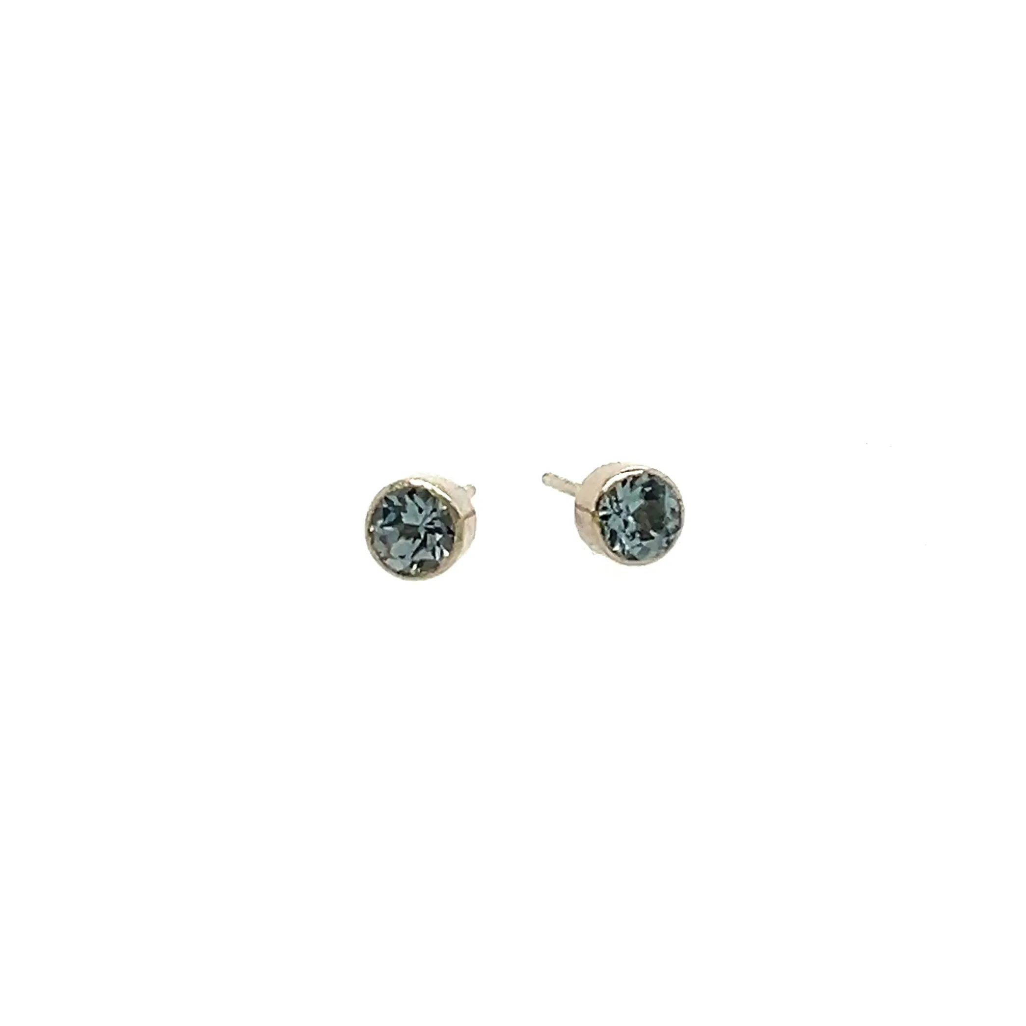 Tube studs- 14k White Gold & Various Gemstones