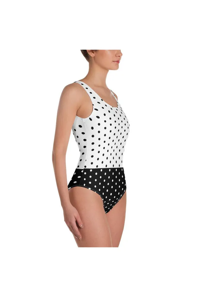 Two-tone Polka-dot One-Piece Swimsuit