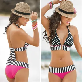 Verführerisches Push-Up-Bikini-Set mit Polka Dots und Bandage