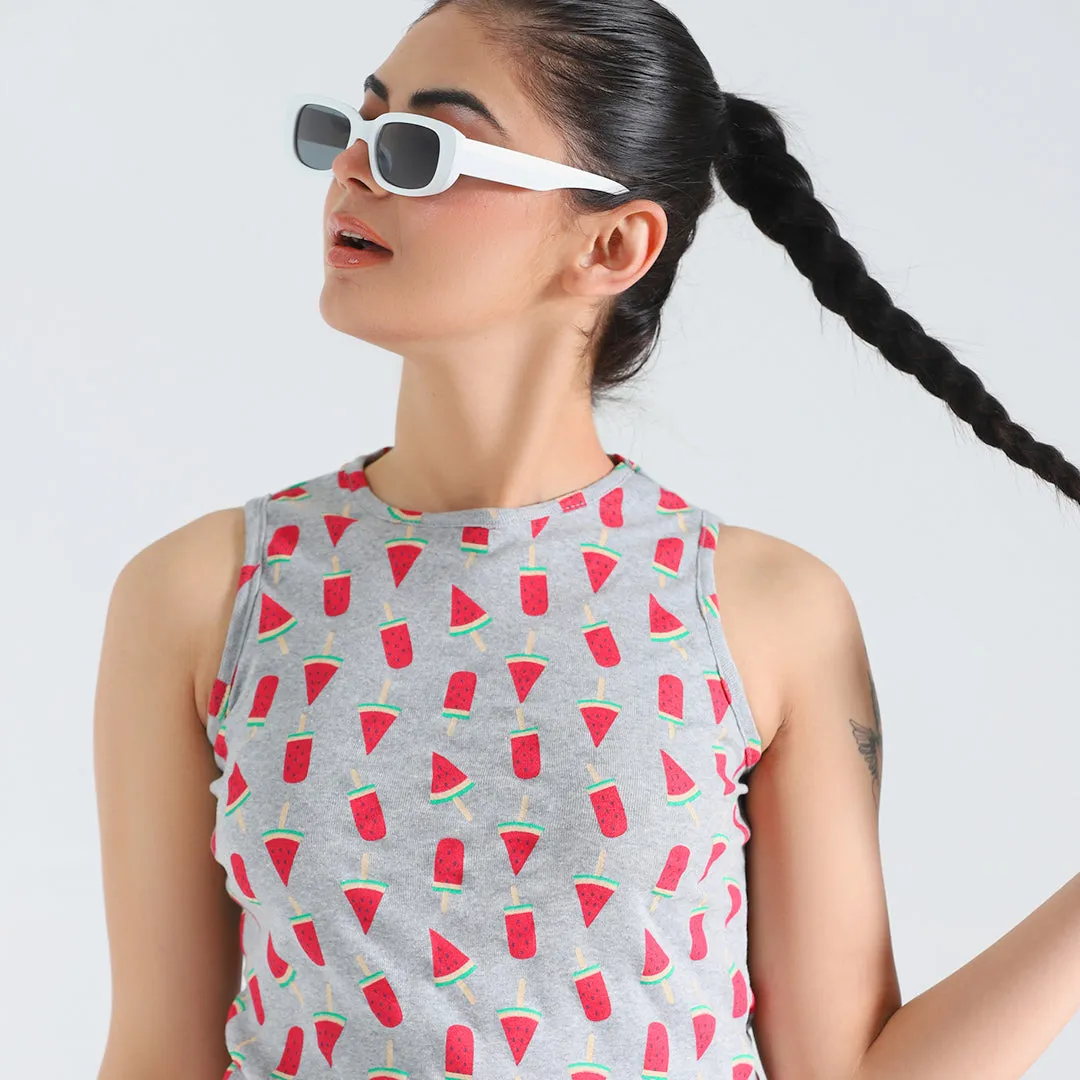 Watermelon All Over Ribbed Tanktop