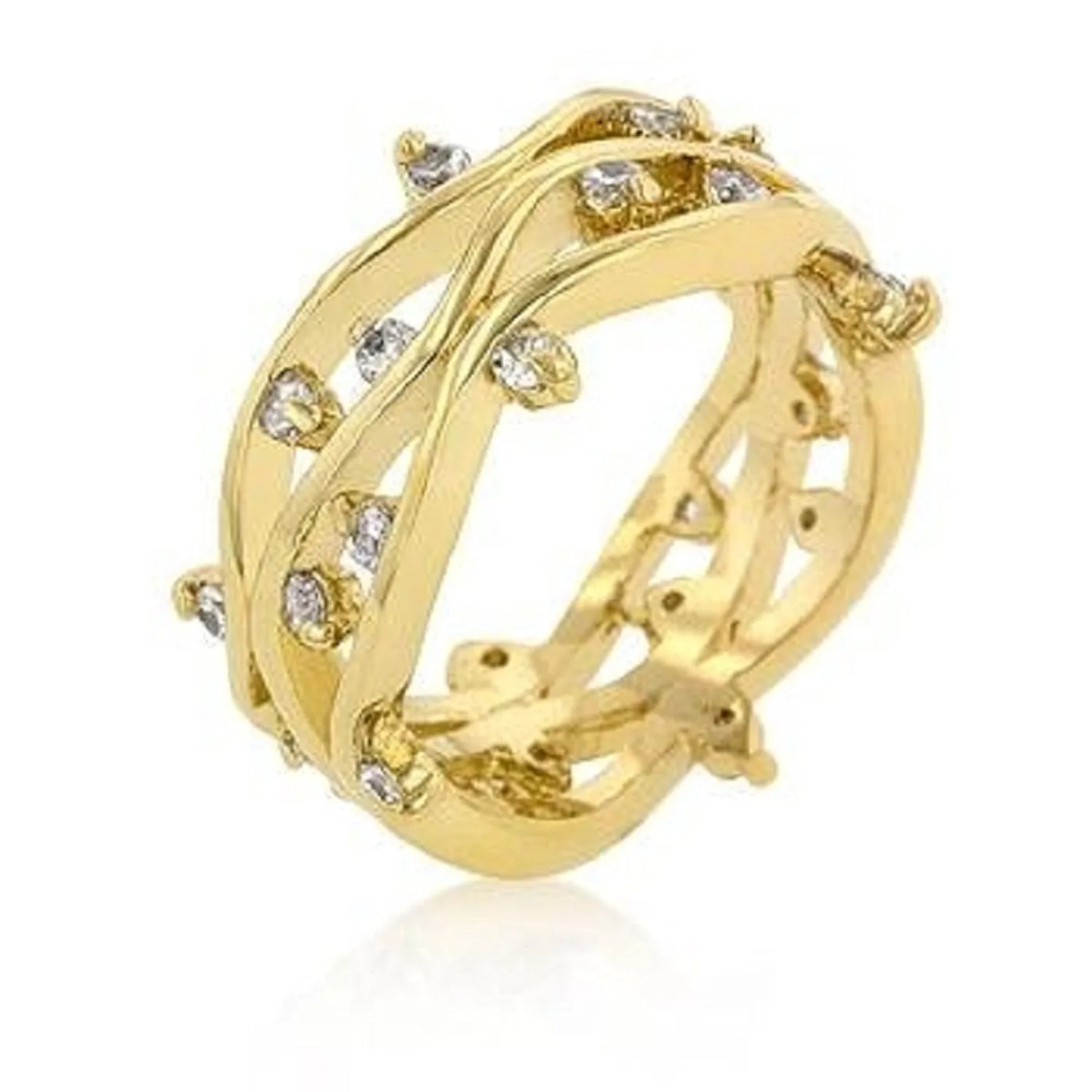 WildKlass Golden Cubic Zirconia Vines Ring