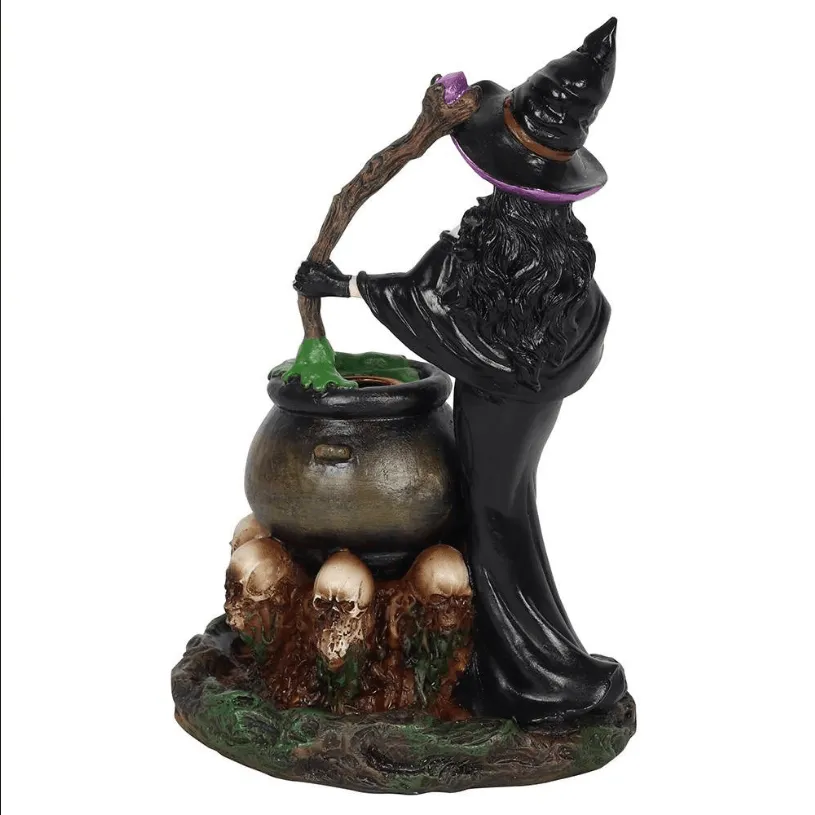 Witch with Cauldron Backflow Incense Burner