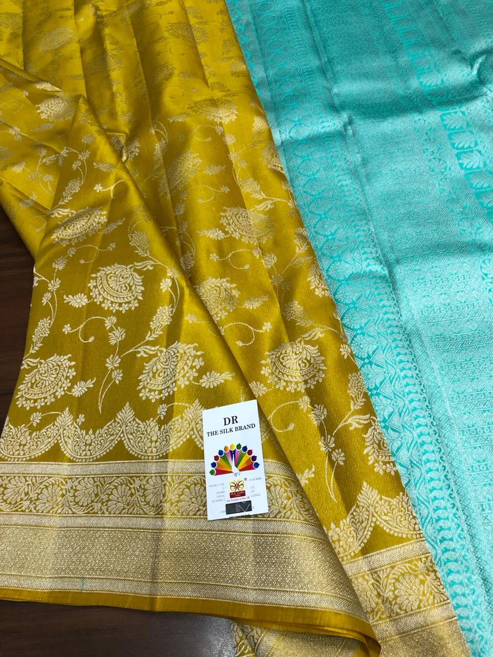 YELLOW AND FIROZI BLUE SHADE BRIDAL SPECIAL PRESENTING A PURE KANCHI HANDLOOM PATTU SILK SAREES WITH BROCADE ZARI WEAVINGS-PRIYA001KS