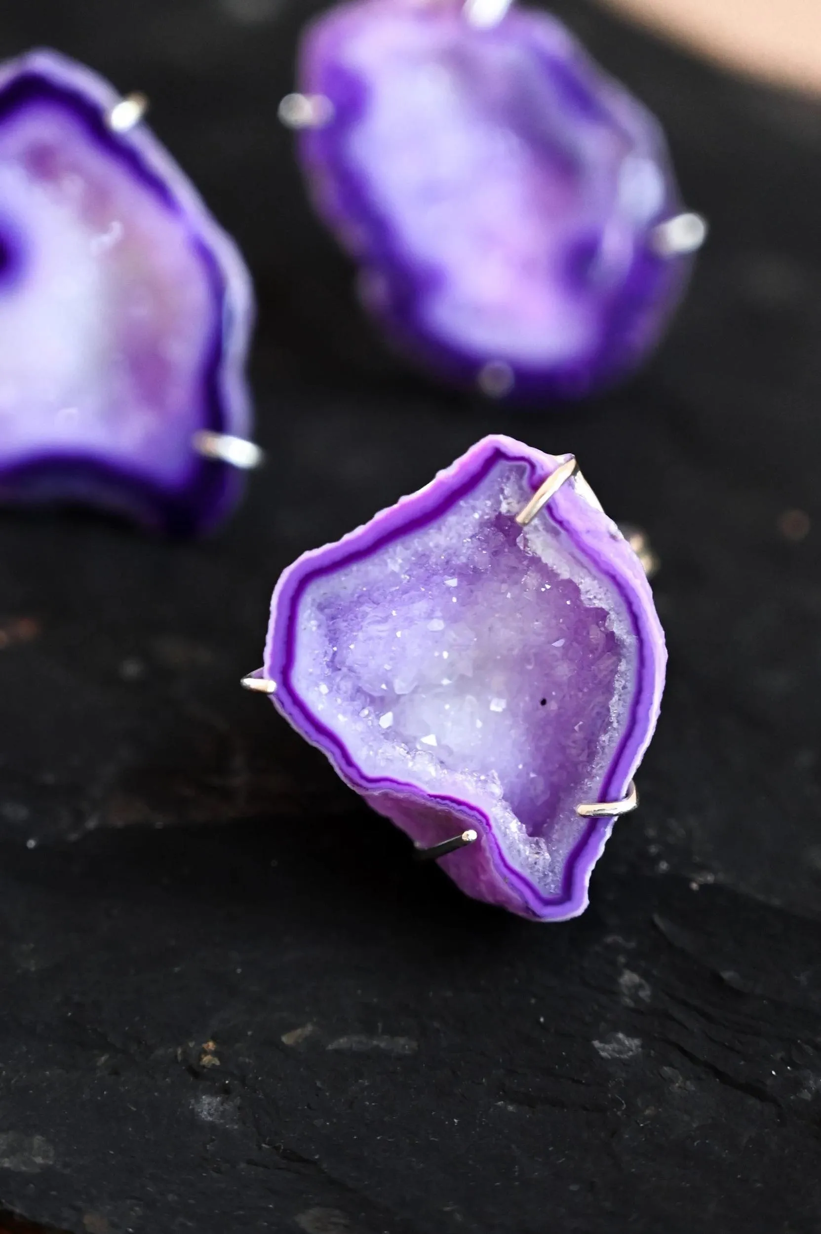 You Just Sparkle Purple Agate Geode Druzy Ring